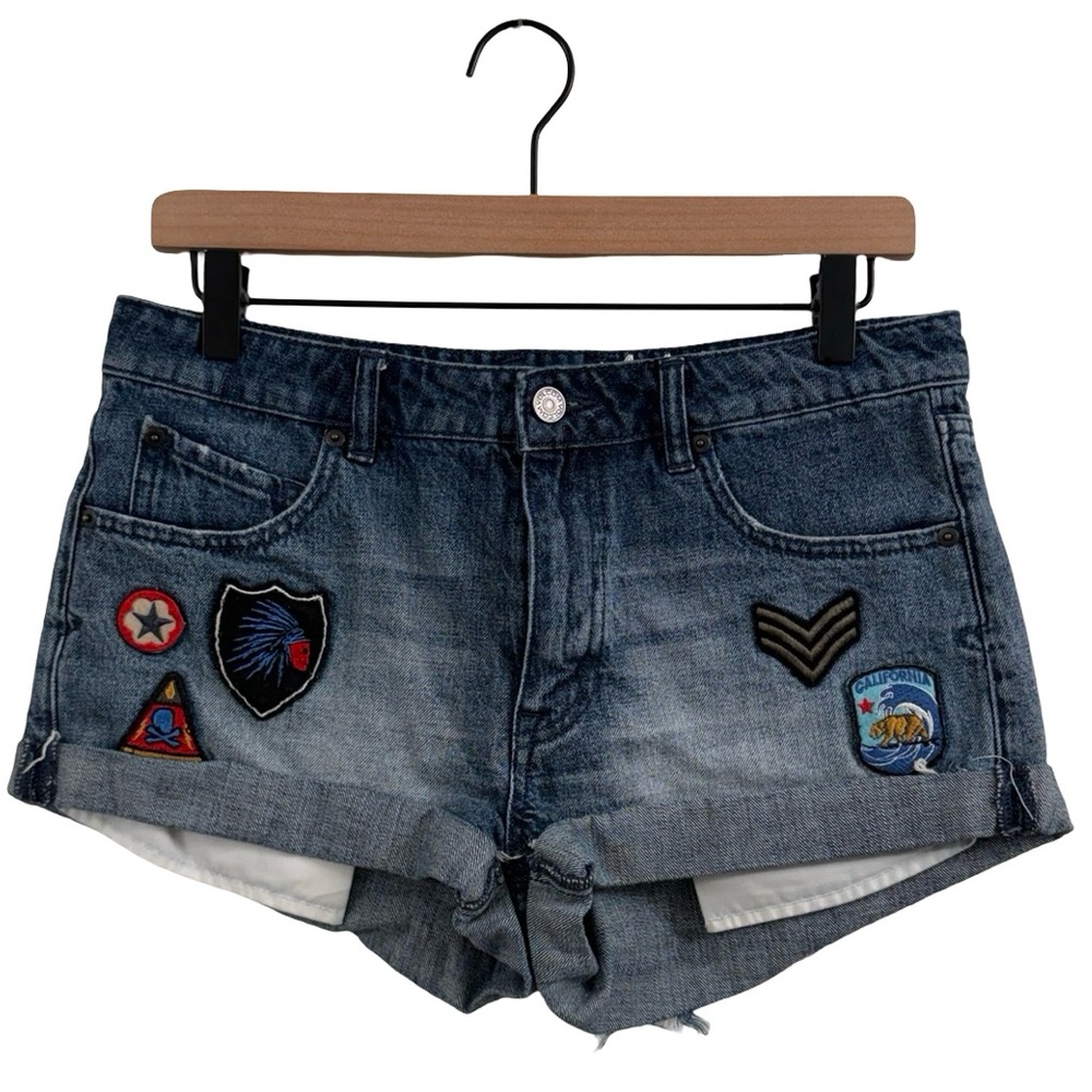 Volcom Blue Patchwork Jean Shorts